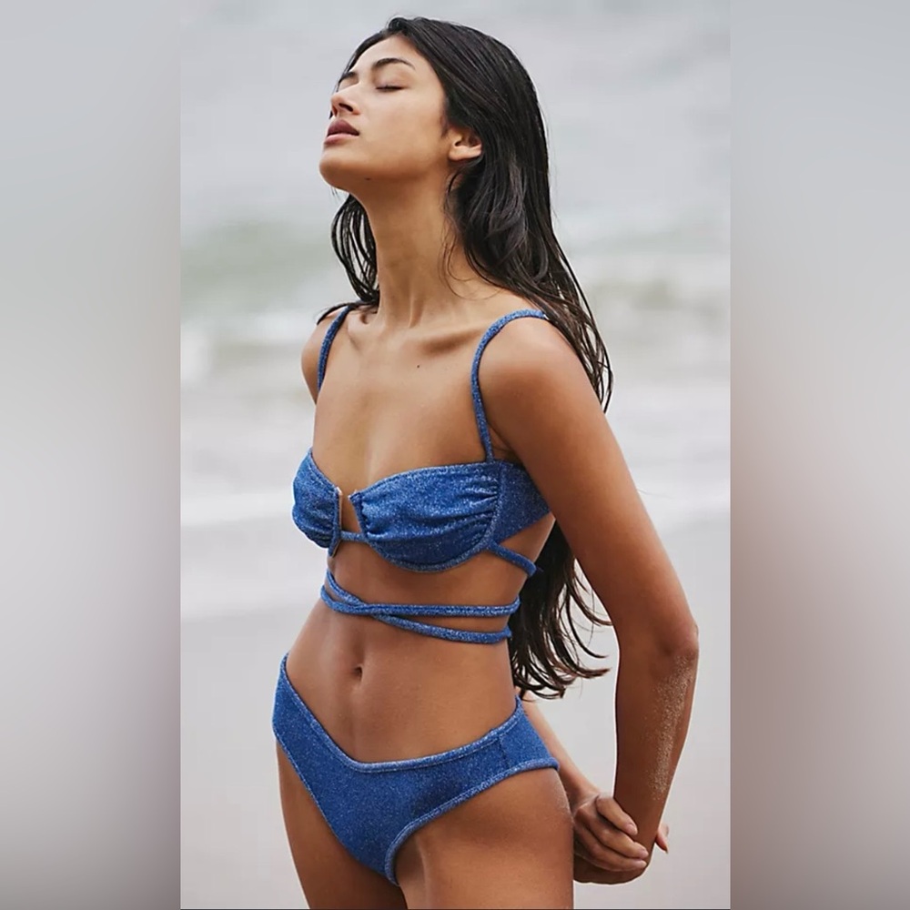 🆕 Free People X Montce Sparkle Simone Bikini Top & Sparkle Lulu Bikini Bottom